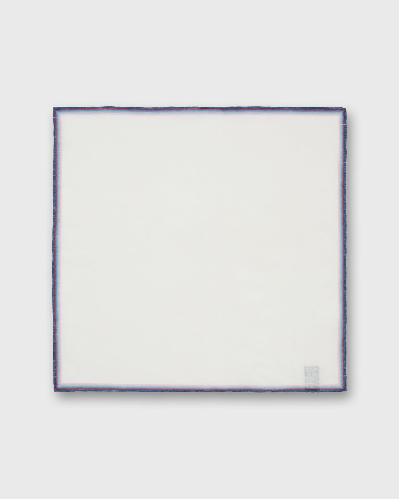 Hand-Rolled Linen/Cotton Pocket Square in Multi Stripe Border