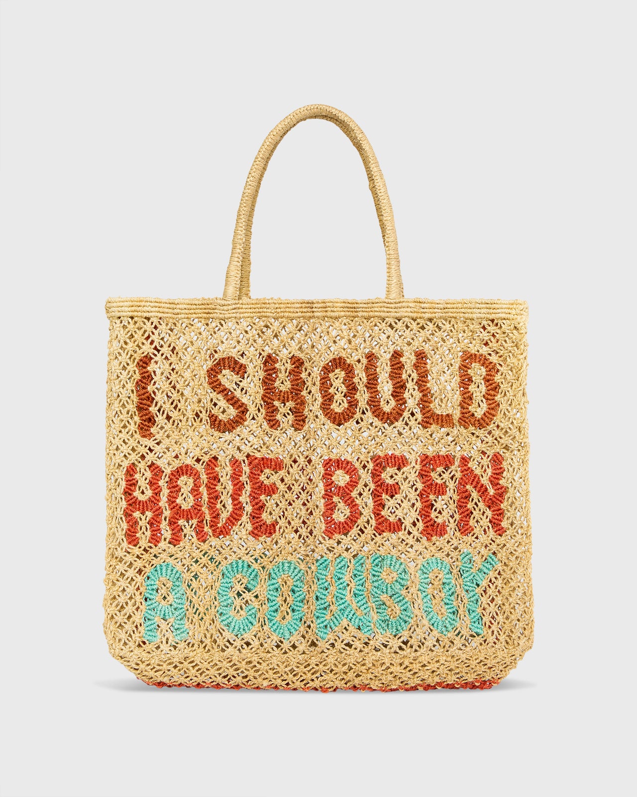 Large I Should Have Been A Cowboy Tote in Mustard/Brown/Spice/Aqua