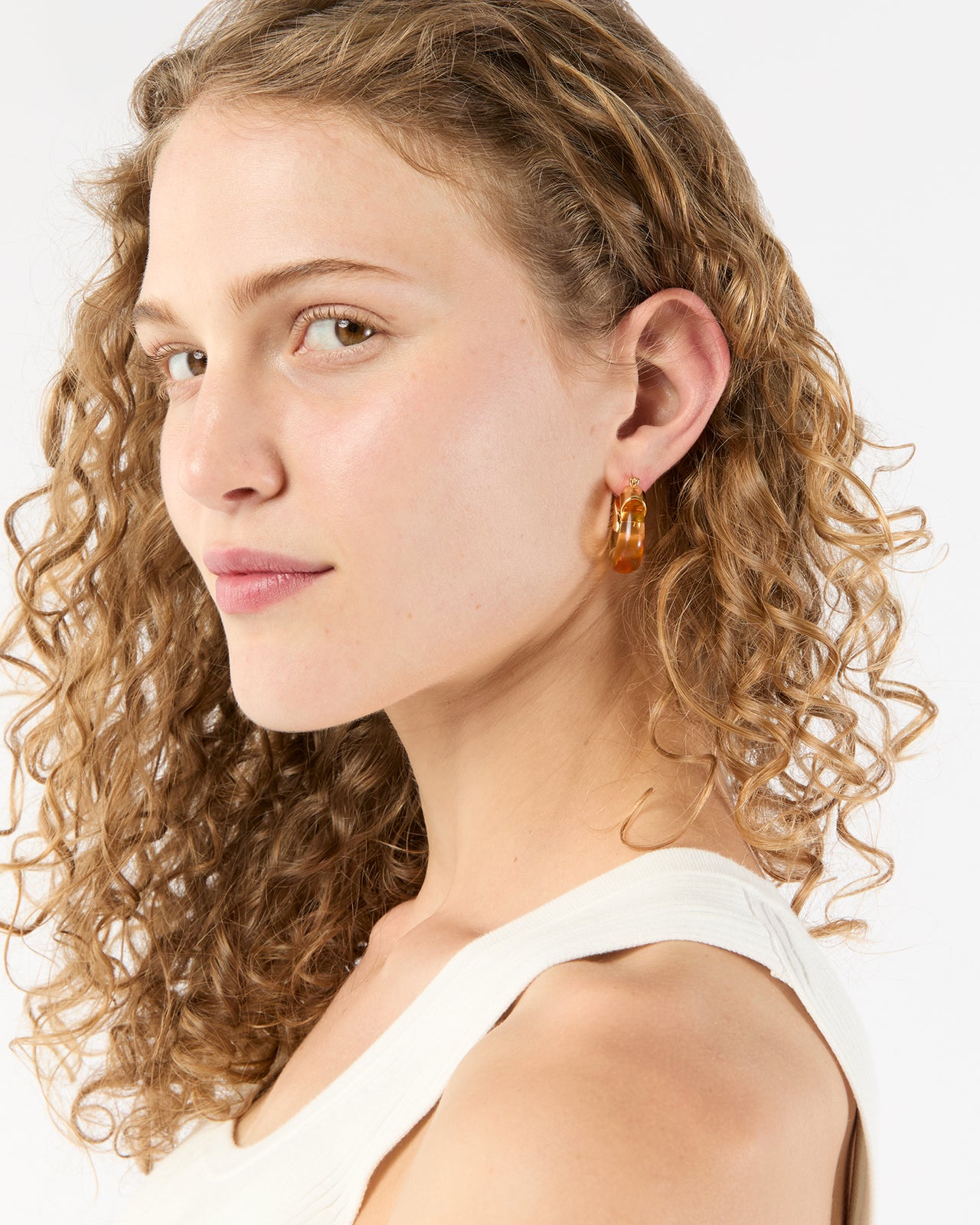 Mini Organic Hoop Earrings in Honey