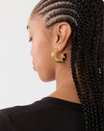Load image into Gallery viewer, Saucer Hoop Earrings in Dotted Pearl
