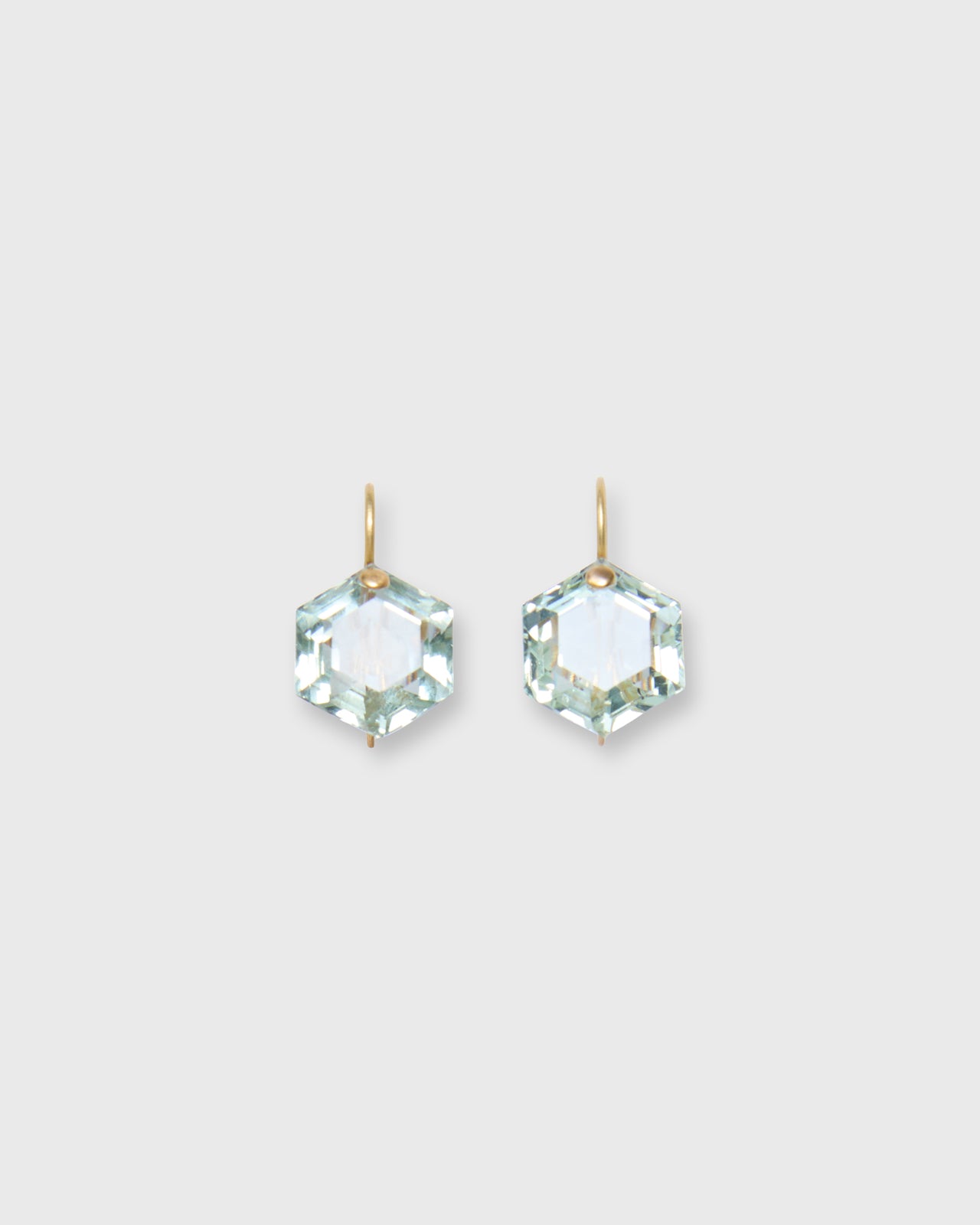 Hexagon Earrings in Green Quartz