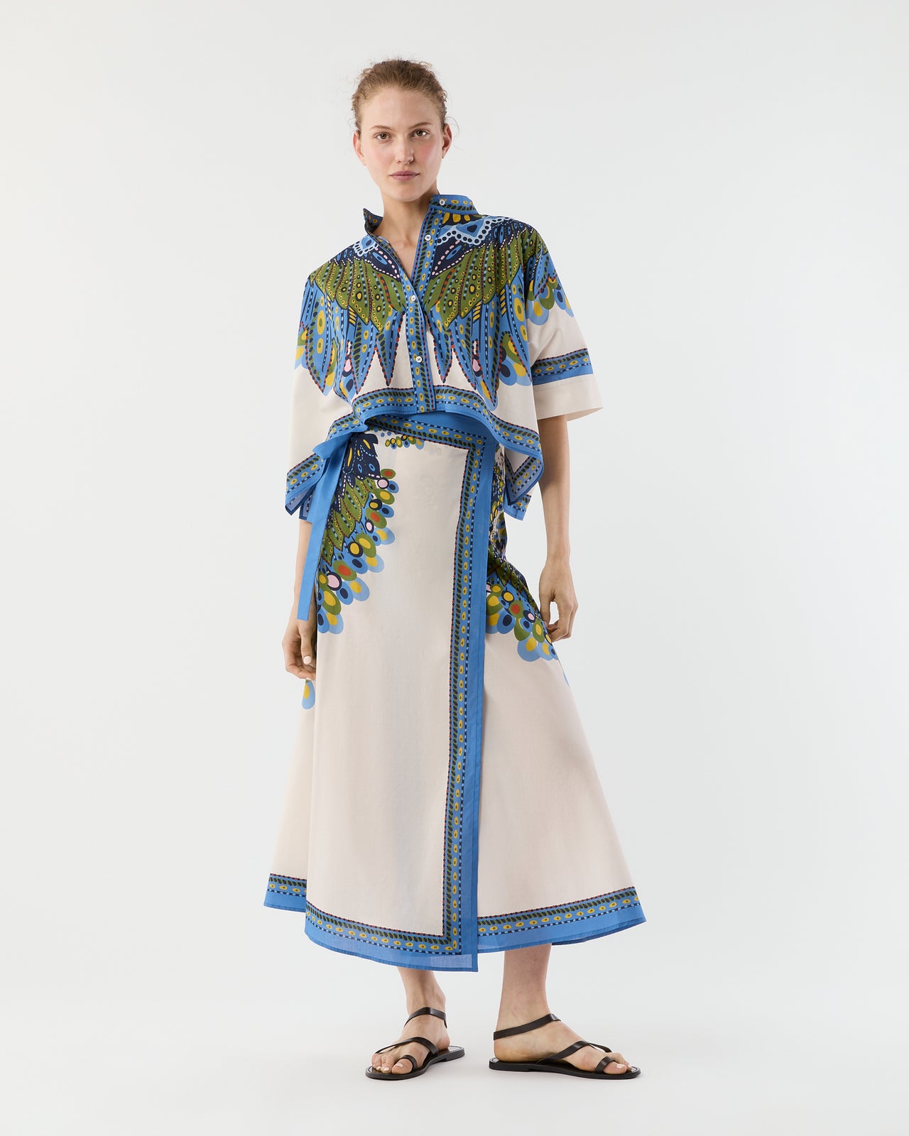 Flipper Skirt in Multicolor Chakra Placée Cotton Muslin
