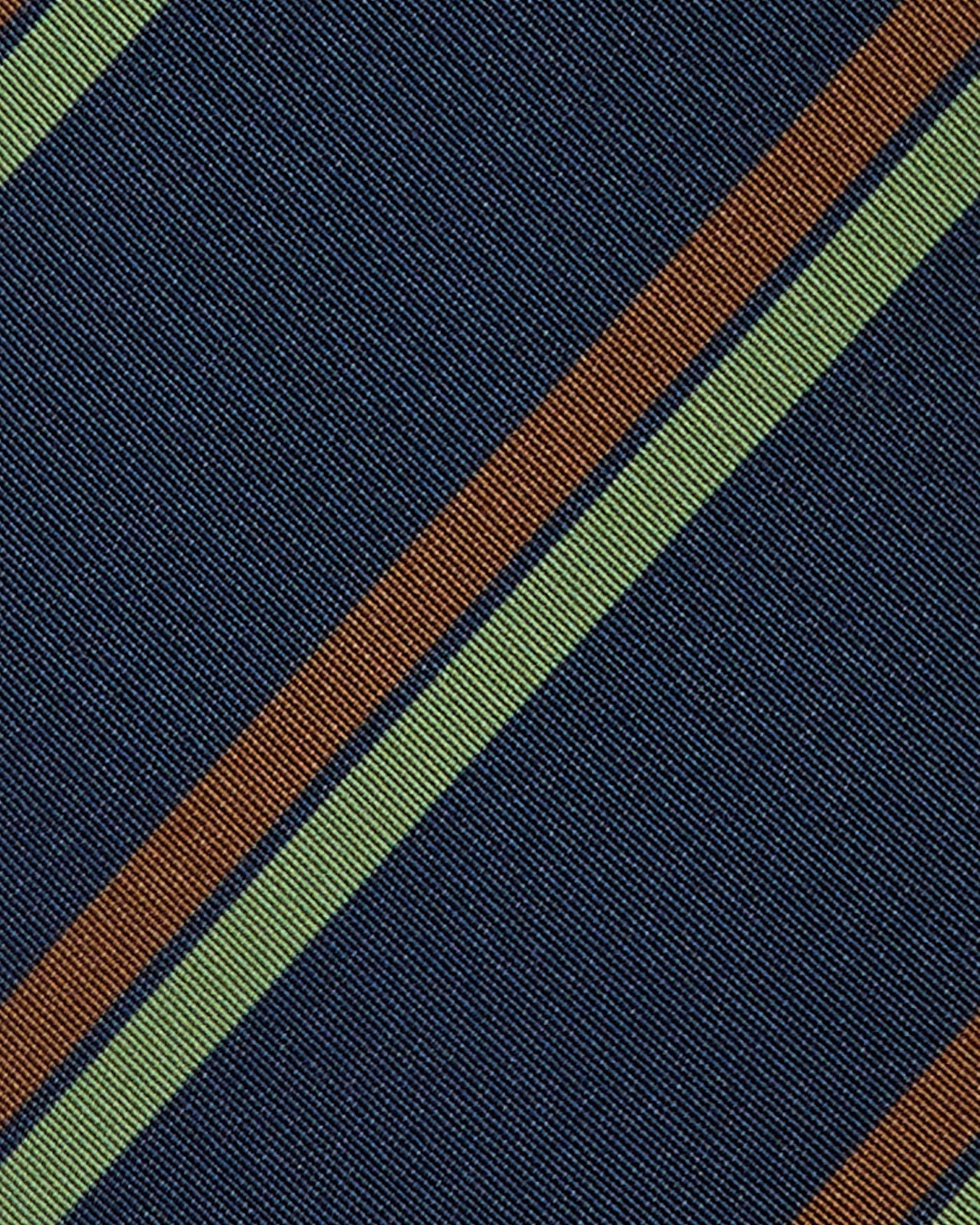 Irish Poplin Tie in Navy/Brown/Olive Stripe