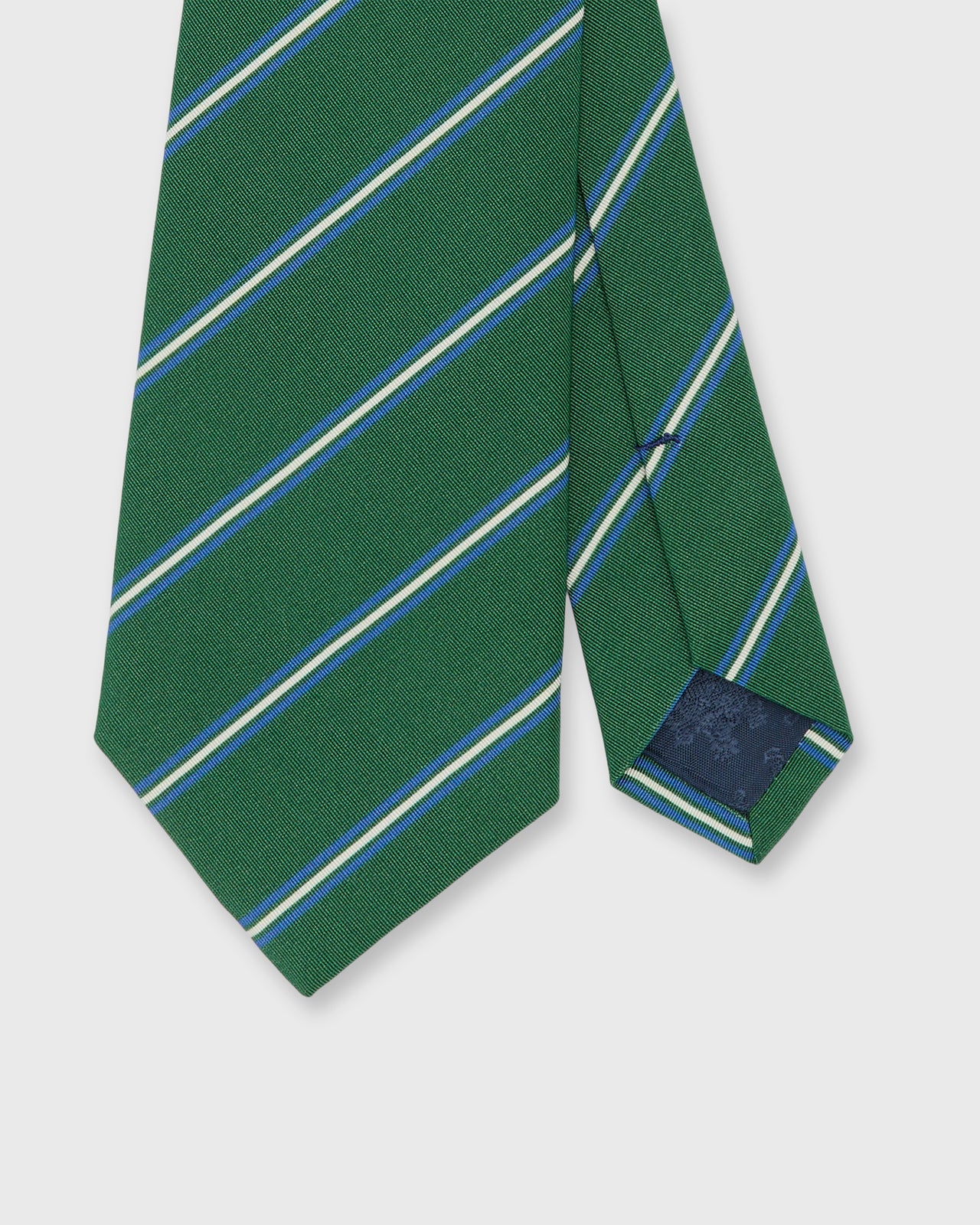 Irish Poplin Tie in Green/Blue/Bone Stripe