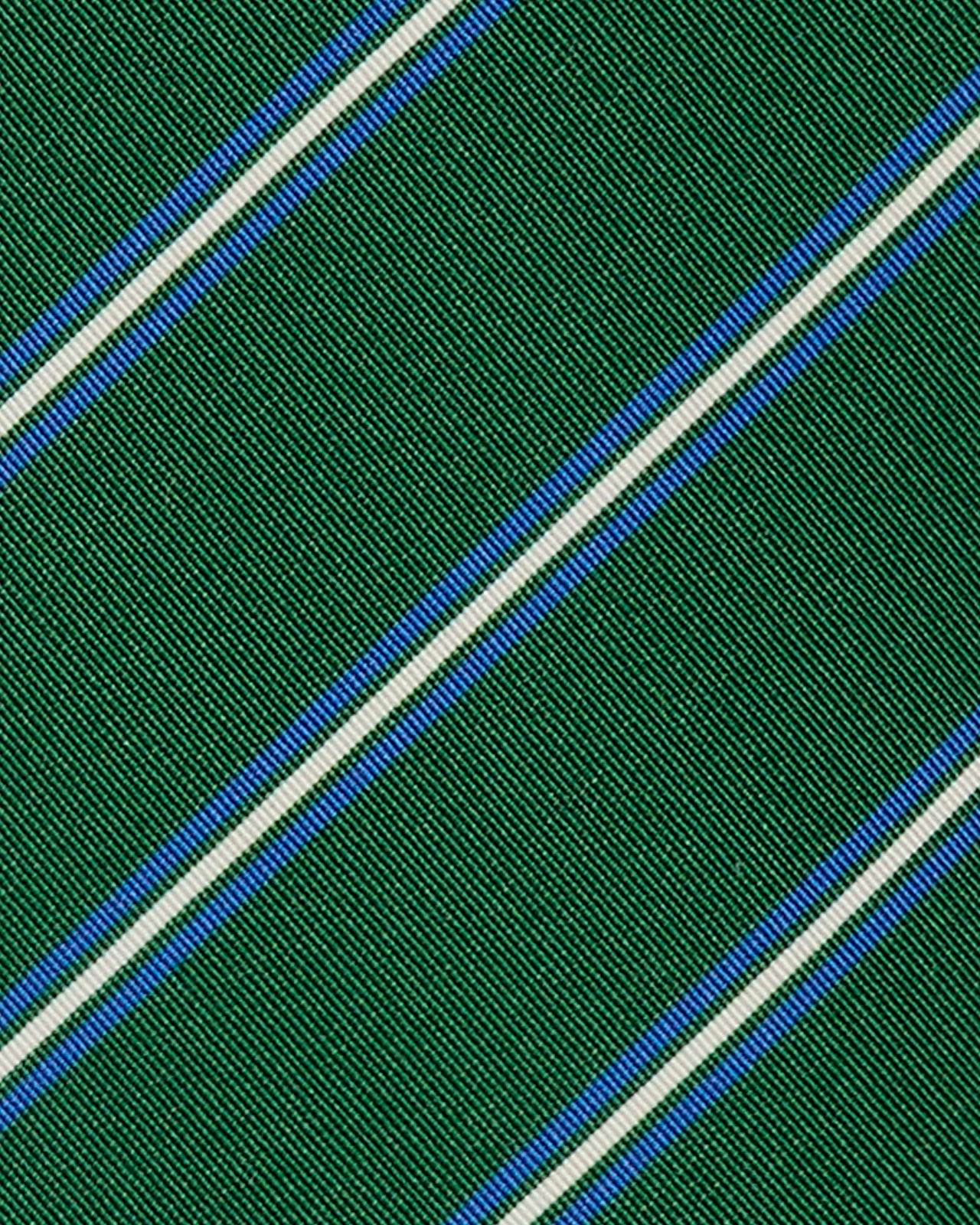 Irish Poplin Tie in Green/Blue/Bone Stripe