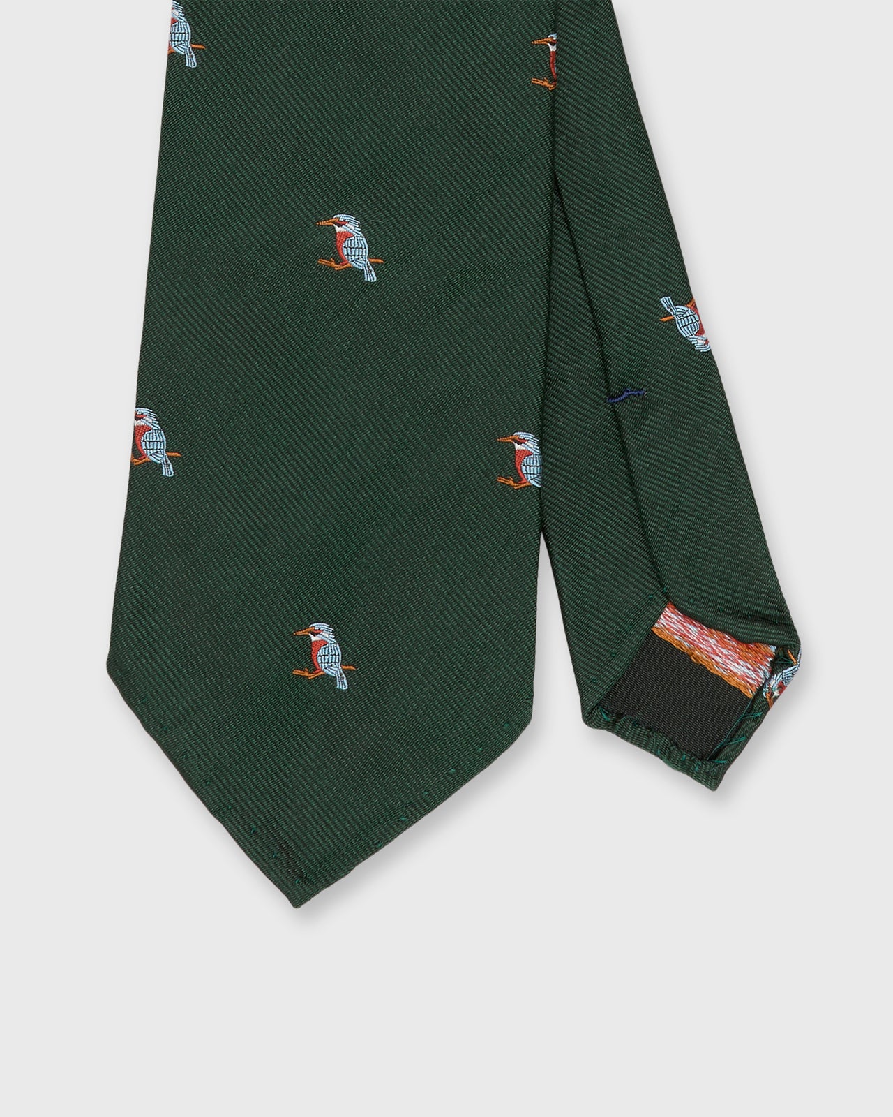 Silk Club Tie in Hunter/Blue/Orange Kingfisher