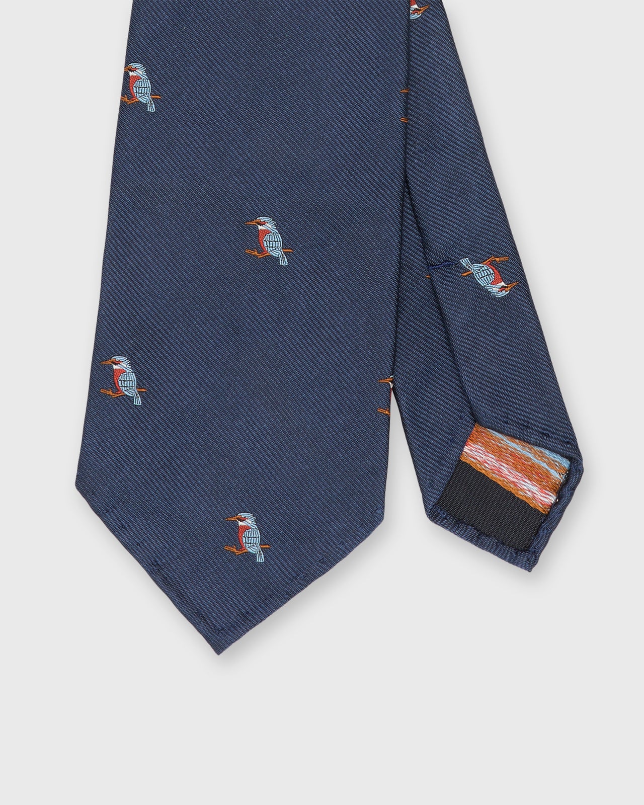 Silk Club Tie in Navy/Ice/Red Kingfisher