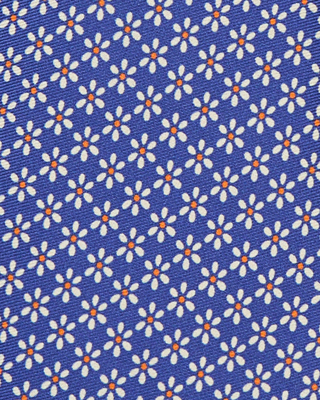 Silk Print Tie in Blue/Cream/Orange Flower