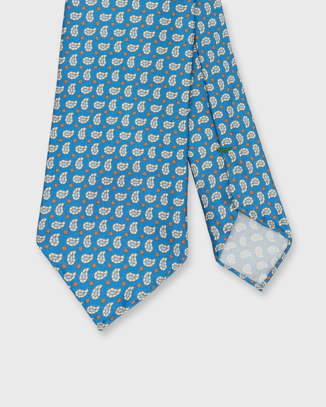Silk Print Tie in Blue/Light Blue/Havana Paisley