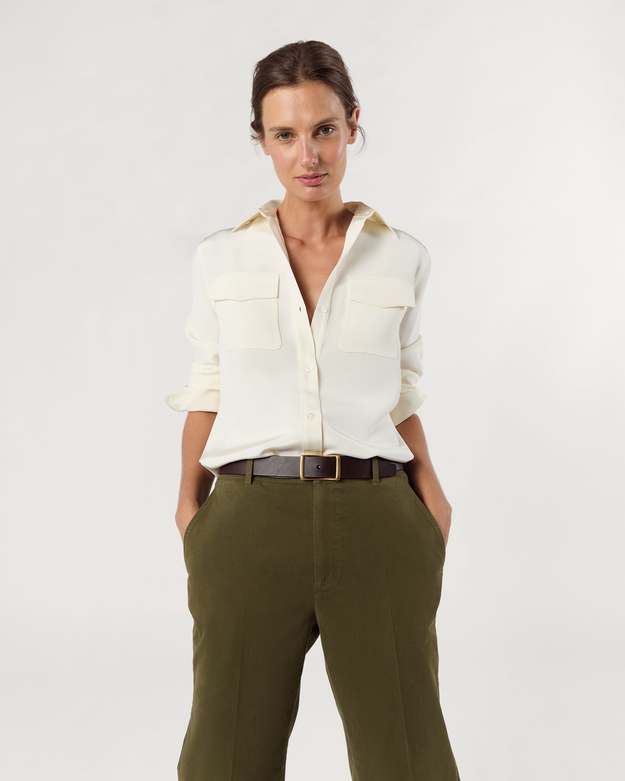 Hannah Blouse in Ivory Silk Crepe de Chine