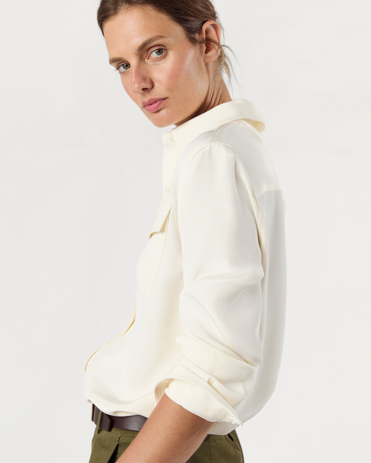 Hannah Blouse in Ivory Silk Crepe de Chine