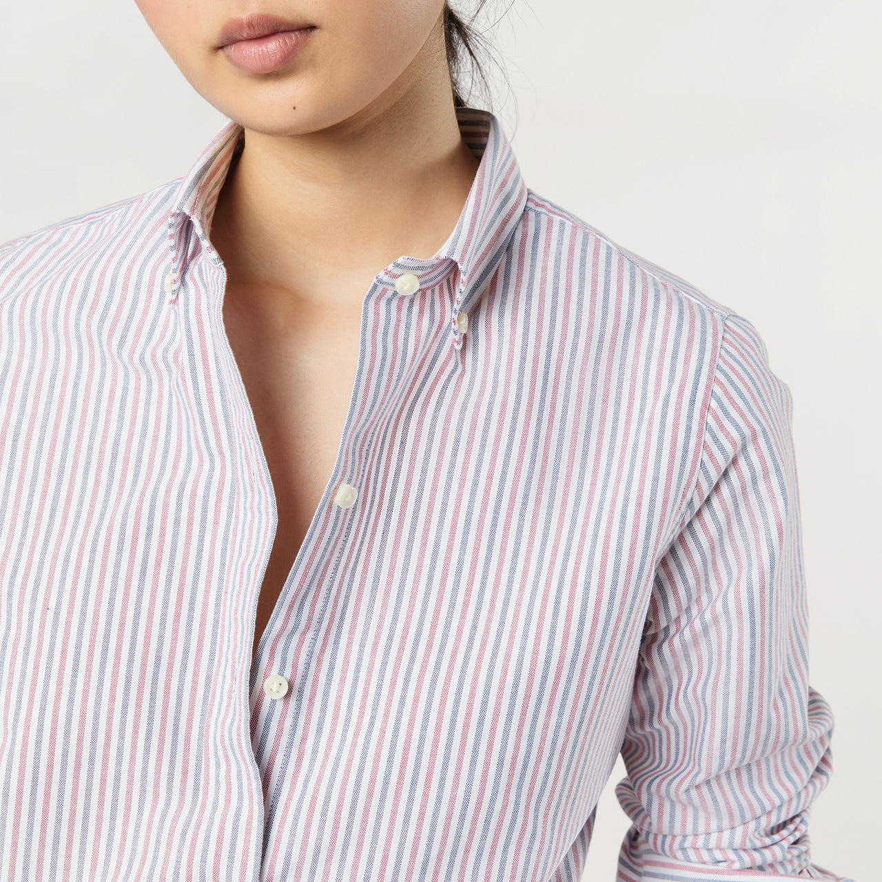 Made-to-Order Fabric in Blue/Red Multi Stripe Oxford