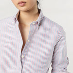 Load image into Gallery viewer, Made-to-Order Fabric in Blue/Red Multi Stripe Oxford
