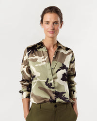 Classic Blouse in Camo Silk Charmeuse