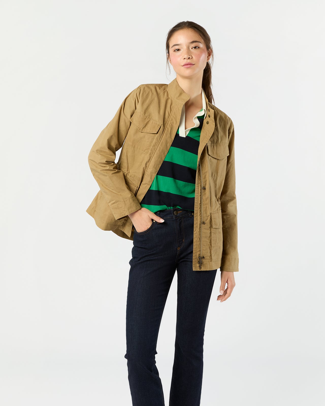 M65 Jacket in Khaki Dry Waxed Poplin