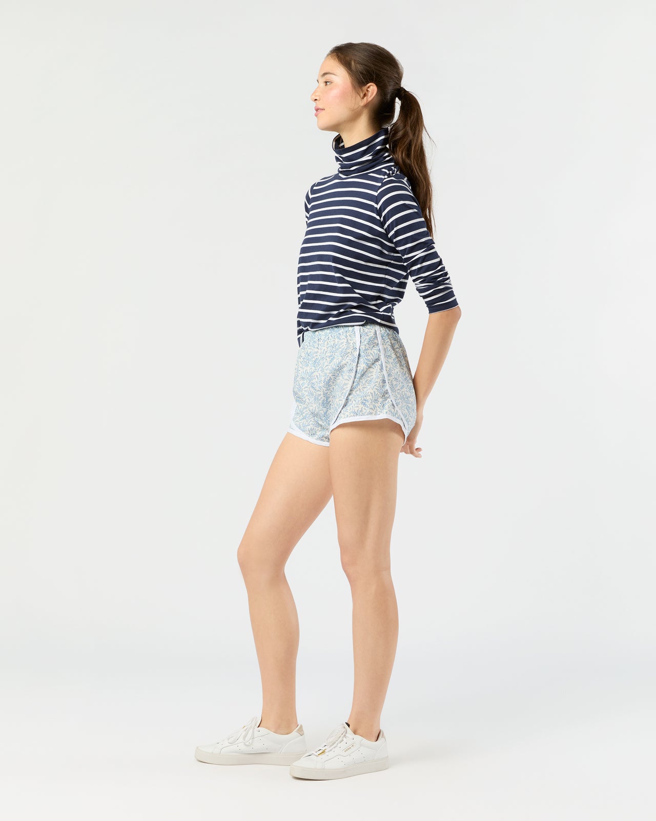 Track Short in Blue Hope Springs Liberty Fabric