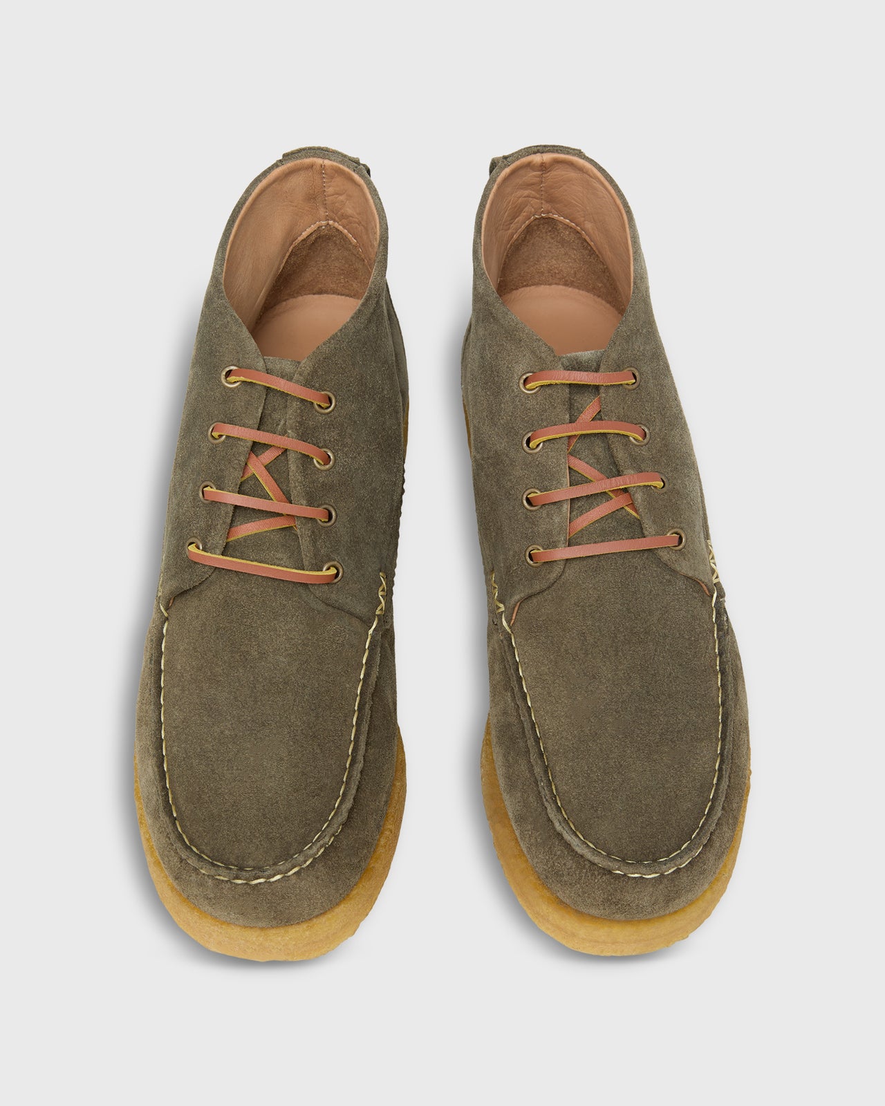 Chukka Crepe Moccasin in Olive Suede