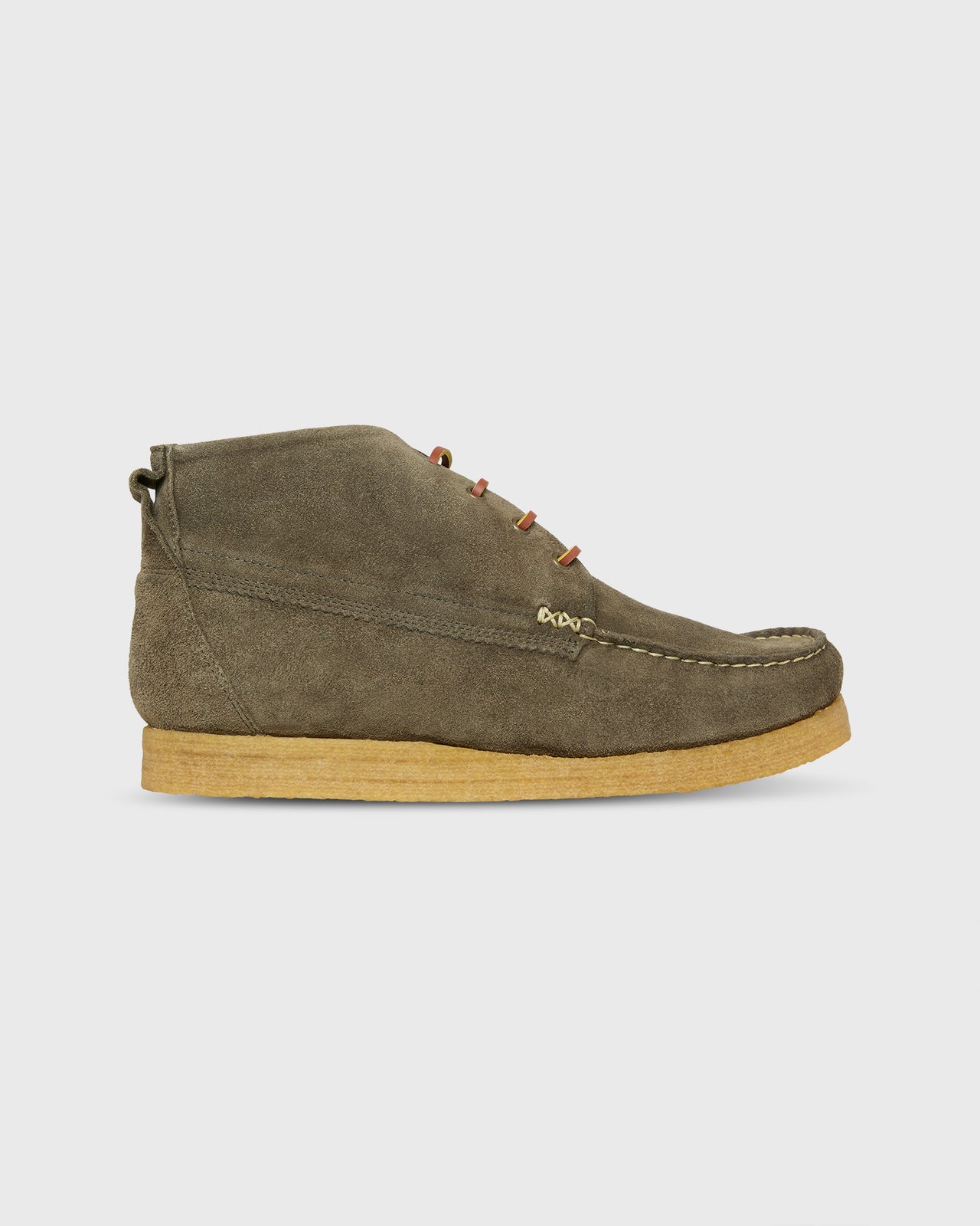 Chukka Crepe Moccasin in Olive Suede