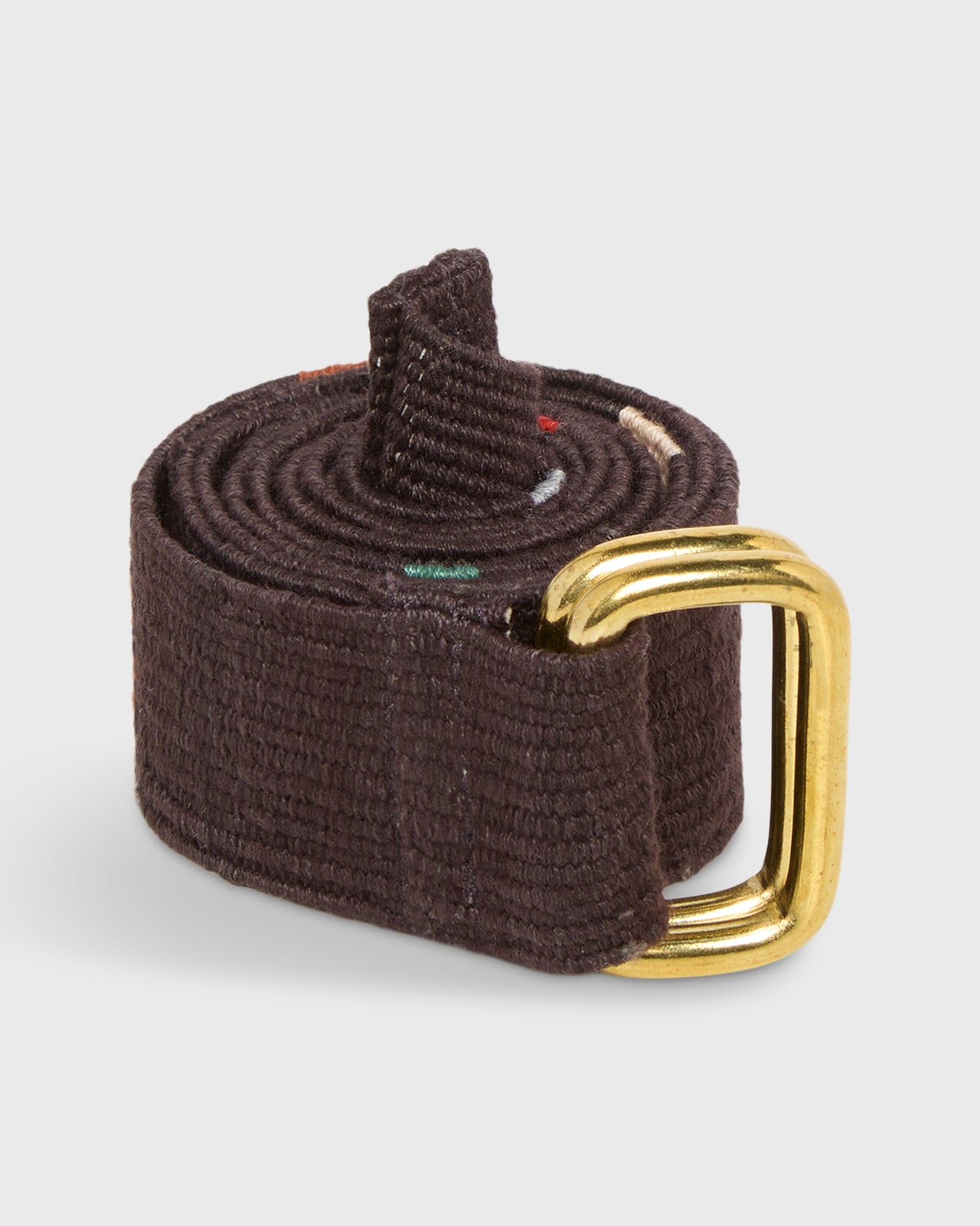 Hand-Loomed D-Ring Belt in Brown Tribal