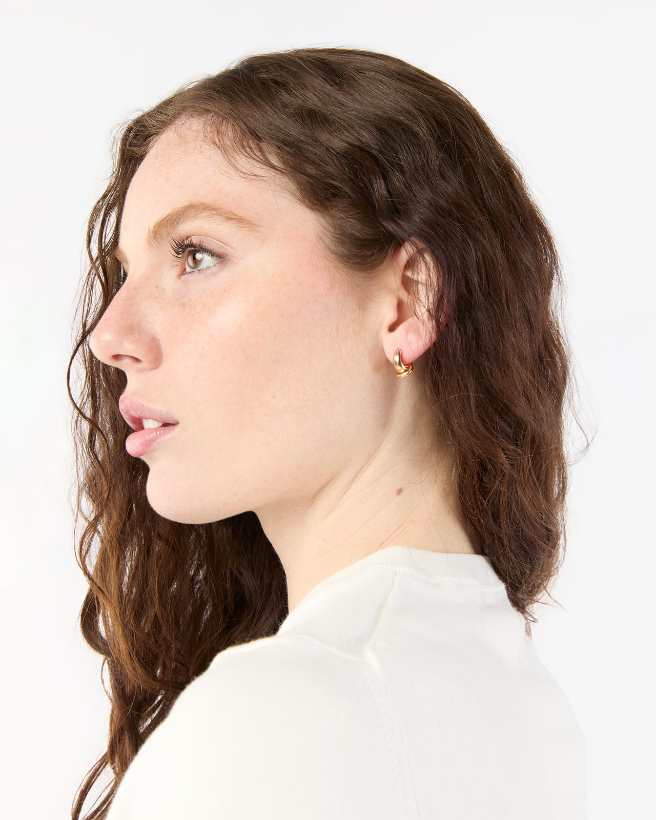 Small Double Hoop Earrings in Gold