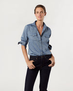 Load image into Gallery viewer, Western Shirt in Indigo Cotolino Chambray
