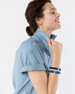 Load image into Gallery viewer, Semi Precious Beaded Bracelet in Blue Cloud Monochrome
