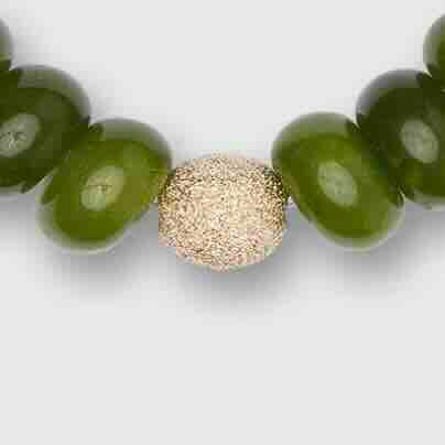 Semi Precious Beaded Bracelet in Green Monochrome