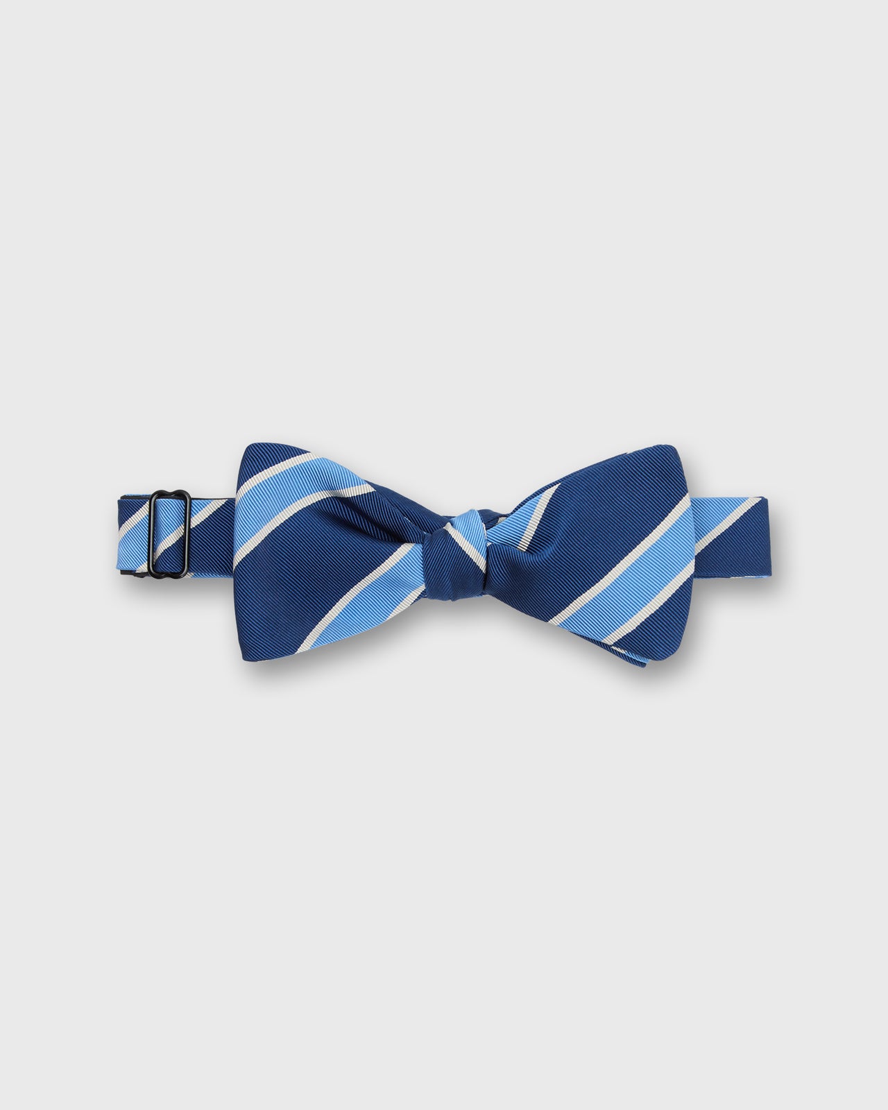 Silk Bow Tie in Navy/Cobalt Crescent Stripes
