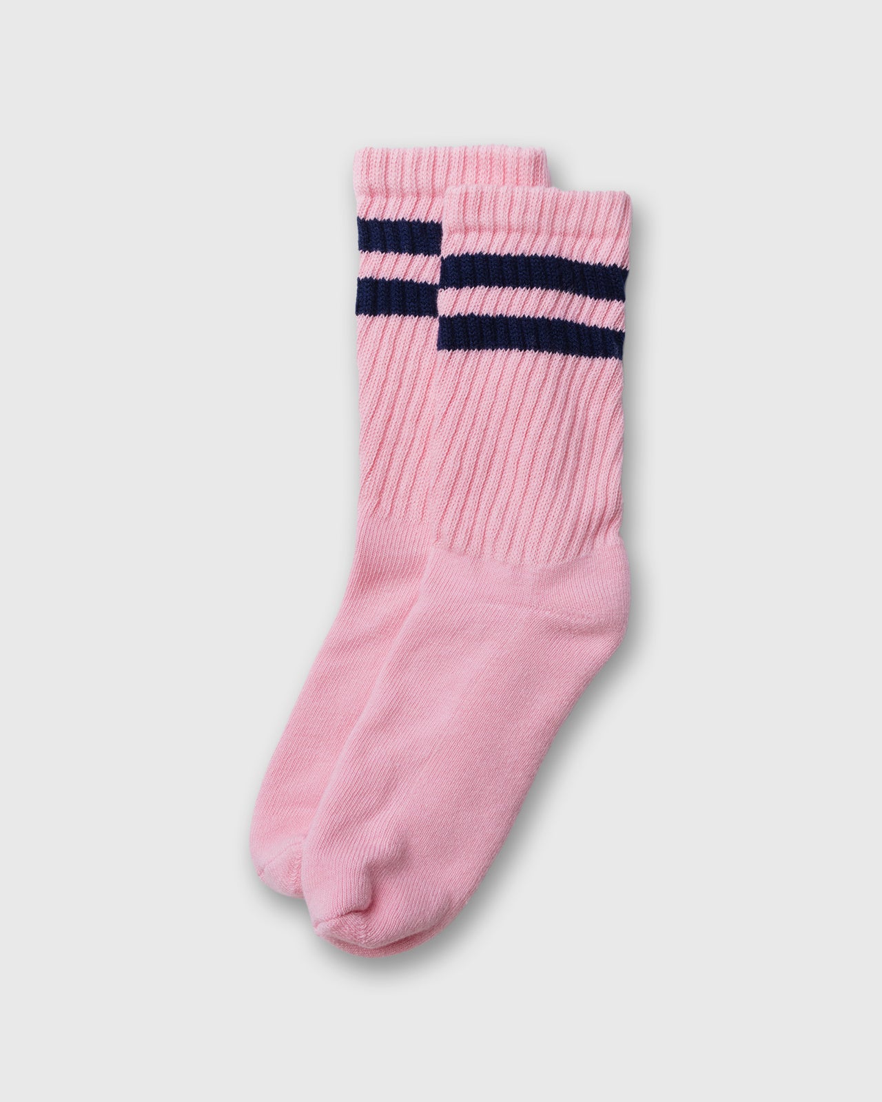 Retro Double Stripe Socks in Light Pink