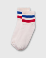 Load image into Gallery viewer, Retro Stripe Quarter Crew Socks in Royal/Red
