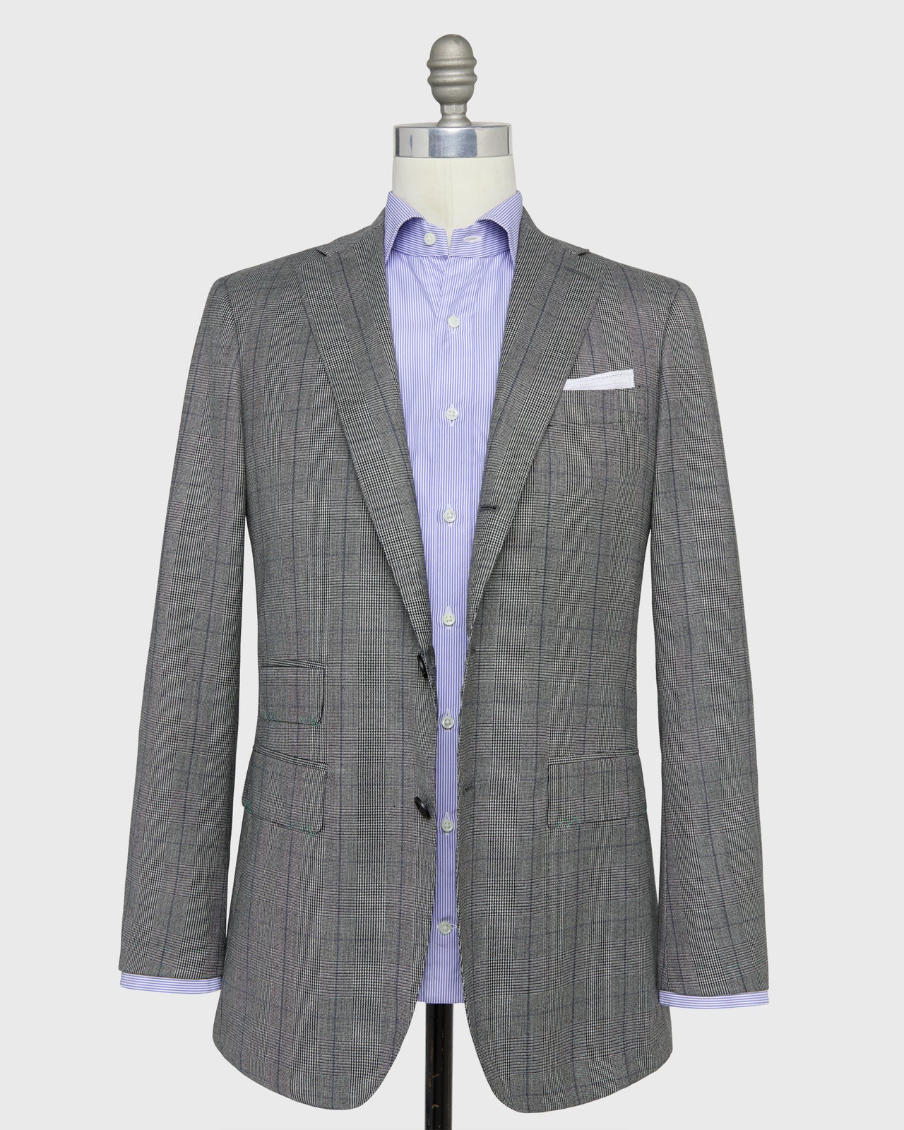 Virgil No. 3 Suit in Bone/Coal/Blue Glen Plaid Plainweave