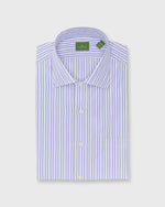 Load image into Gallery viewer, Spread Collar Dress Shirt in Lavender/Sky Stripe Poplin
