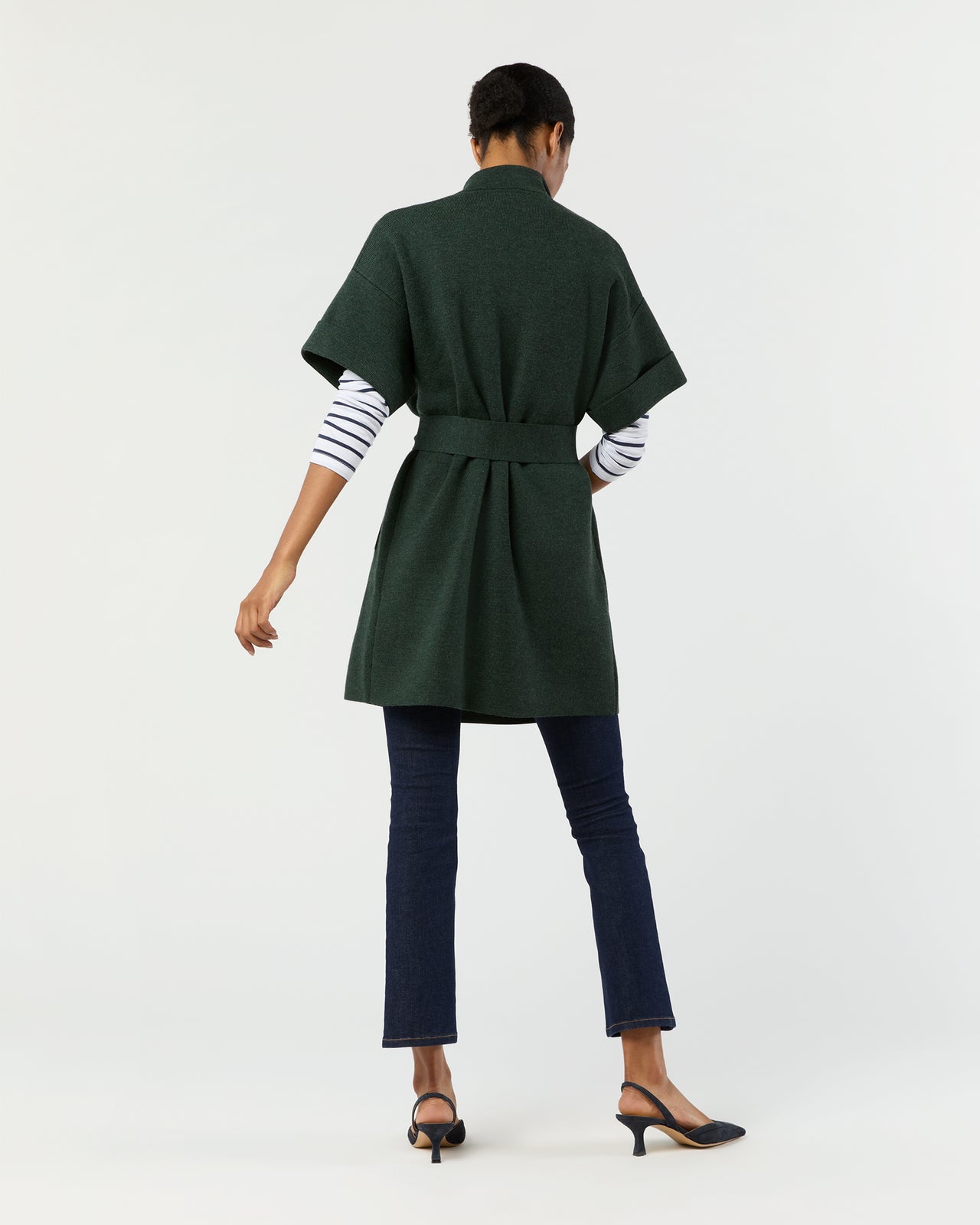 Julia Cardigan in Heather Pine Extra Fine Merino Wool