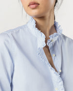 Load image into Gallery viewer, Frill Shirt in Sky Pencil Stripe Poplin

