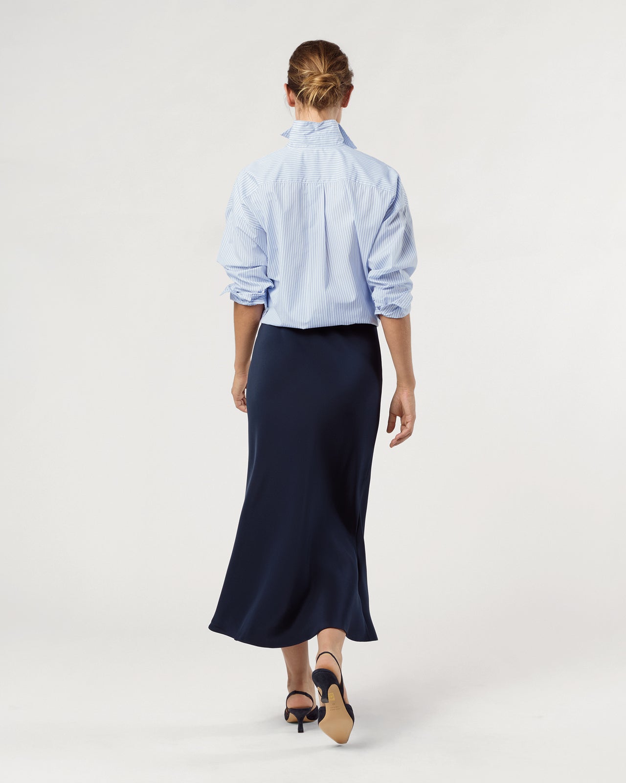 Mare Slip Skirt in Navy Silk Crepe de Chine