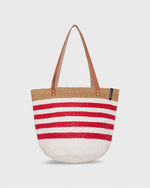 Load image into Gallery viewer, Kiondo Shopper Basket in Thin Stripe Red
