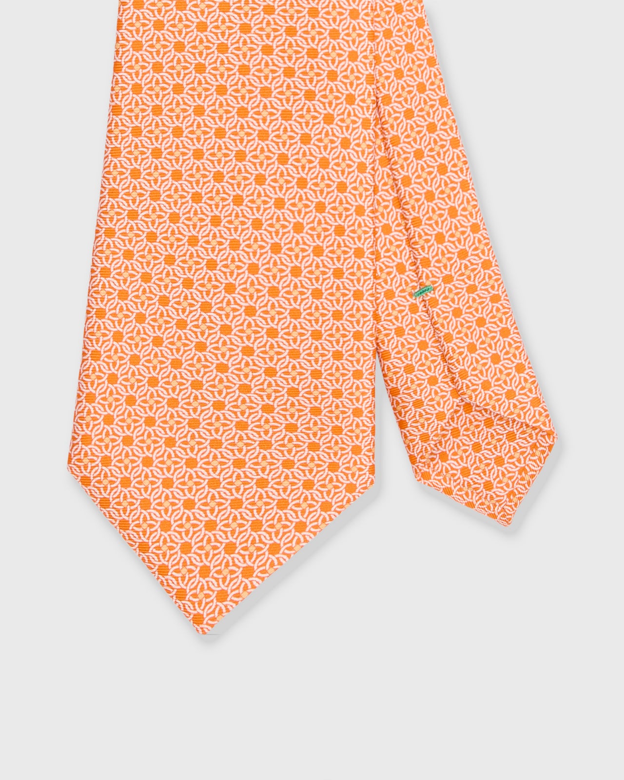 Silk Print Tie in Orange/Bone Rings