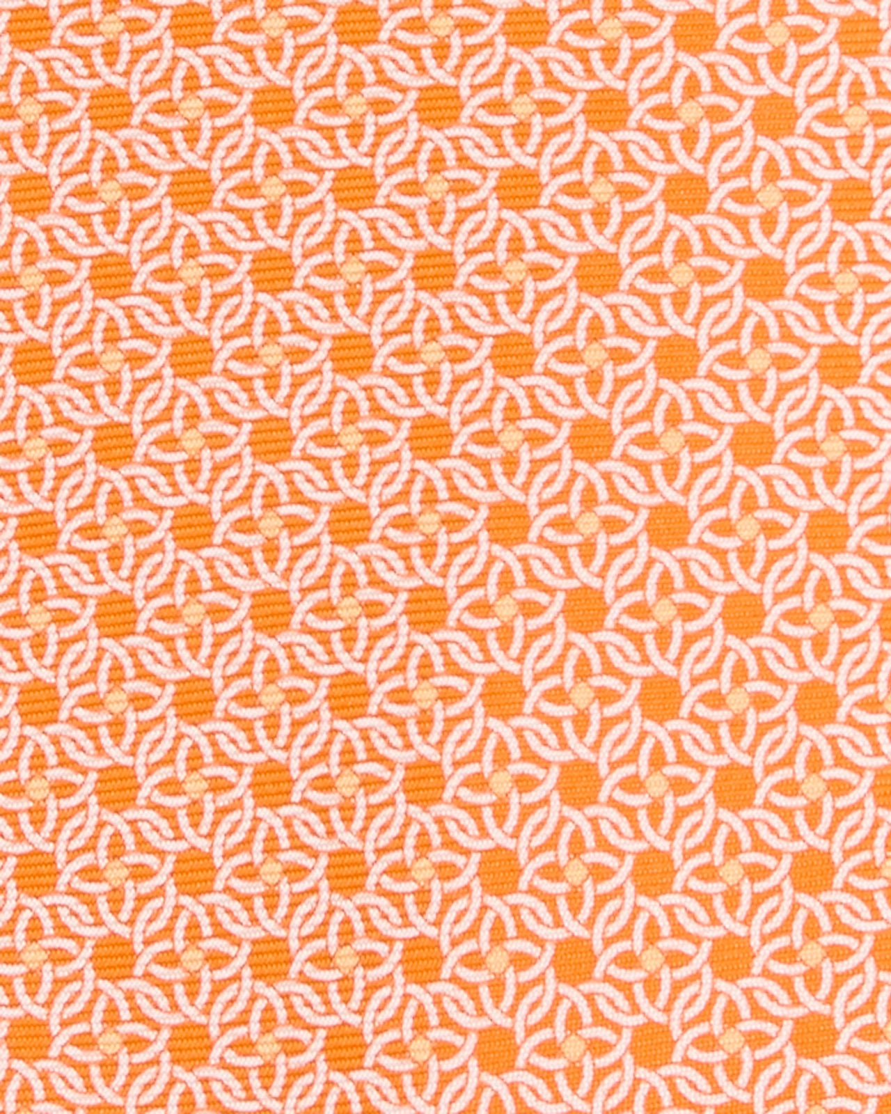 Silk Print Tie in Orange/Bone Rings