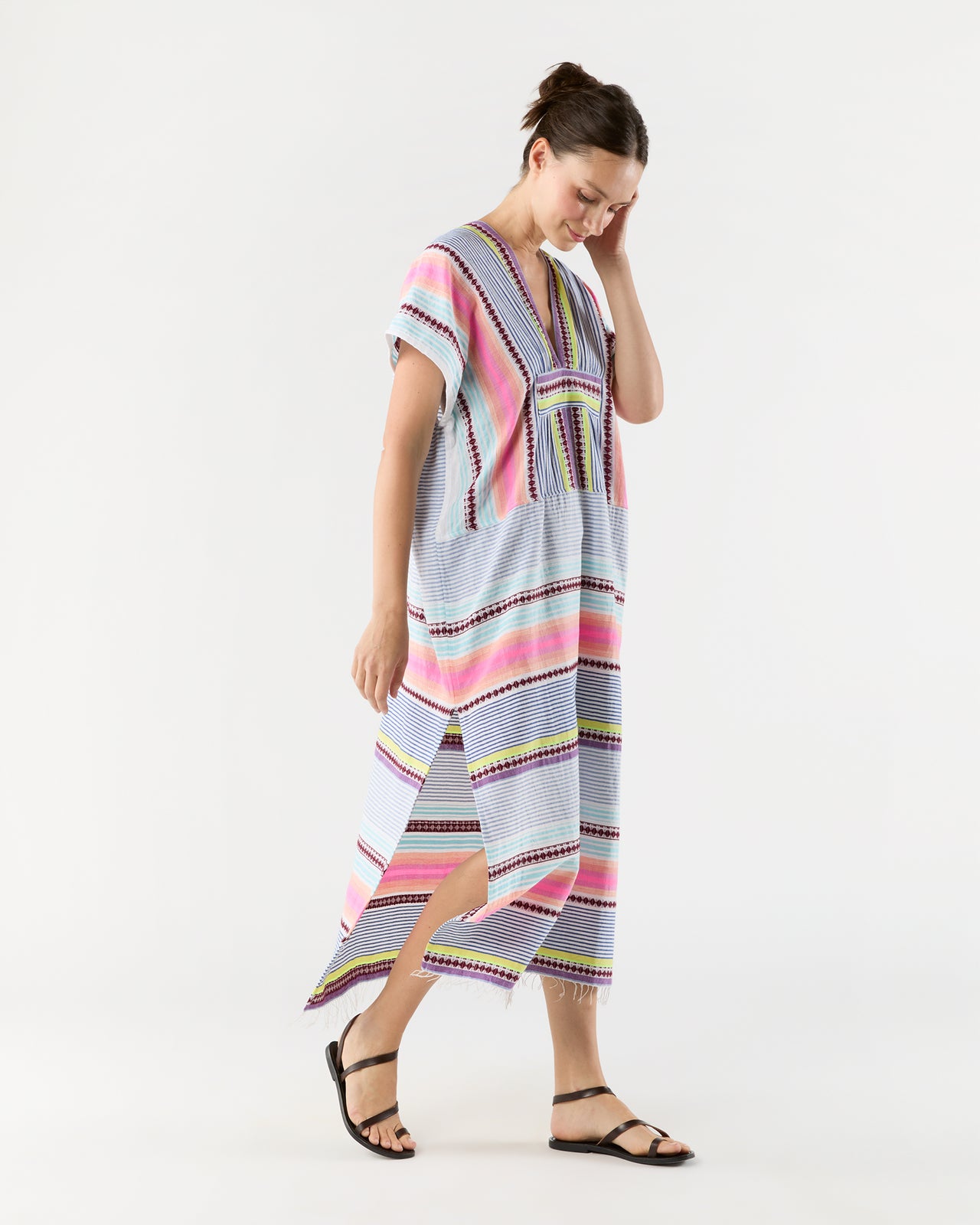 Gasira V-Neck Caftan in Cirq Citrus