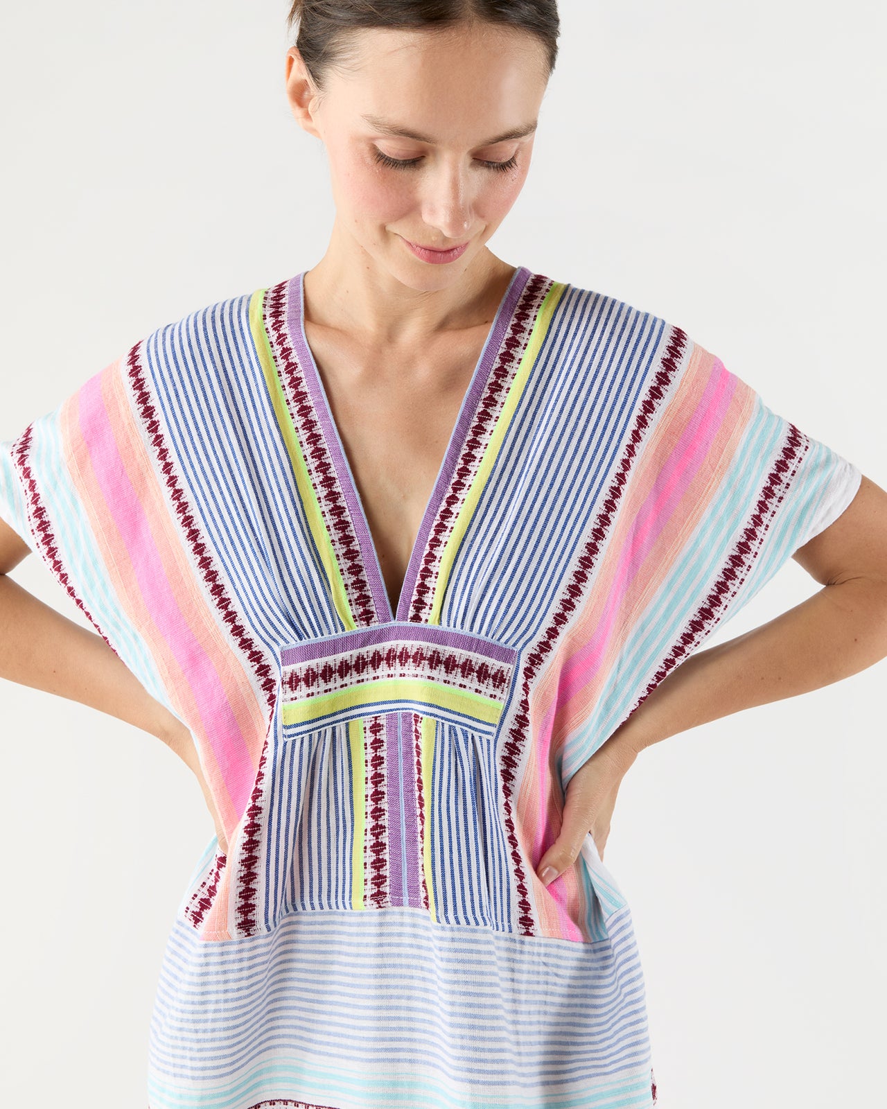Gasira V-Neck Caftan in Cirq Citrus