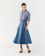 Load image into Gallery viewer, The Uma Midi Denim Skirt in Danube
