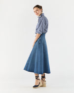 Load image into Gallery viewer, The Uma Midi Denim Skirt in Danube
