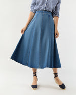 Load image into Gallery viewer, The Uma Midi Denim Skirt in Danube

