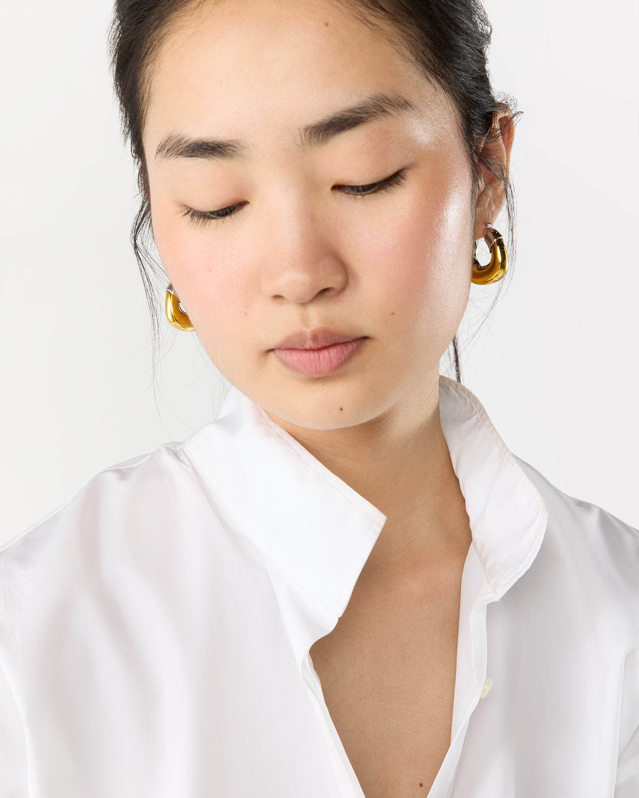 Mini Organic Hoop Earrings in Mix Metal