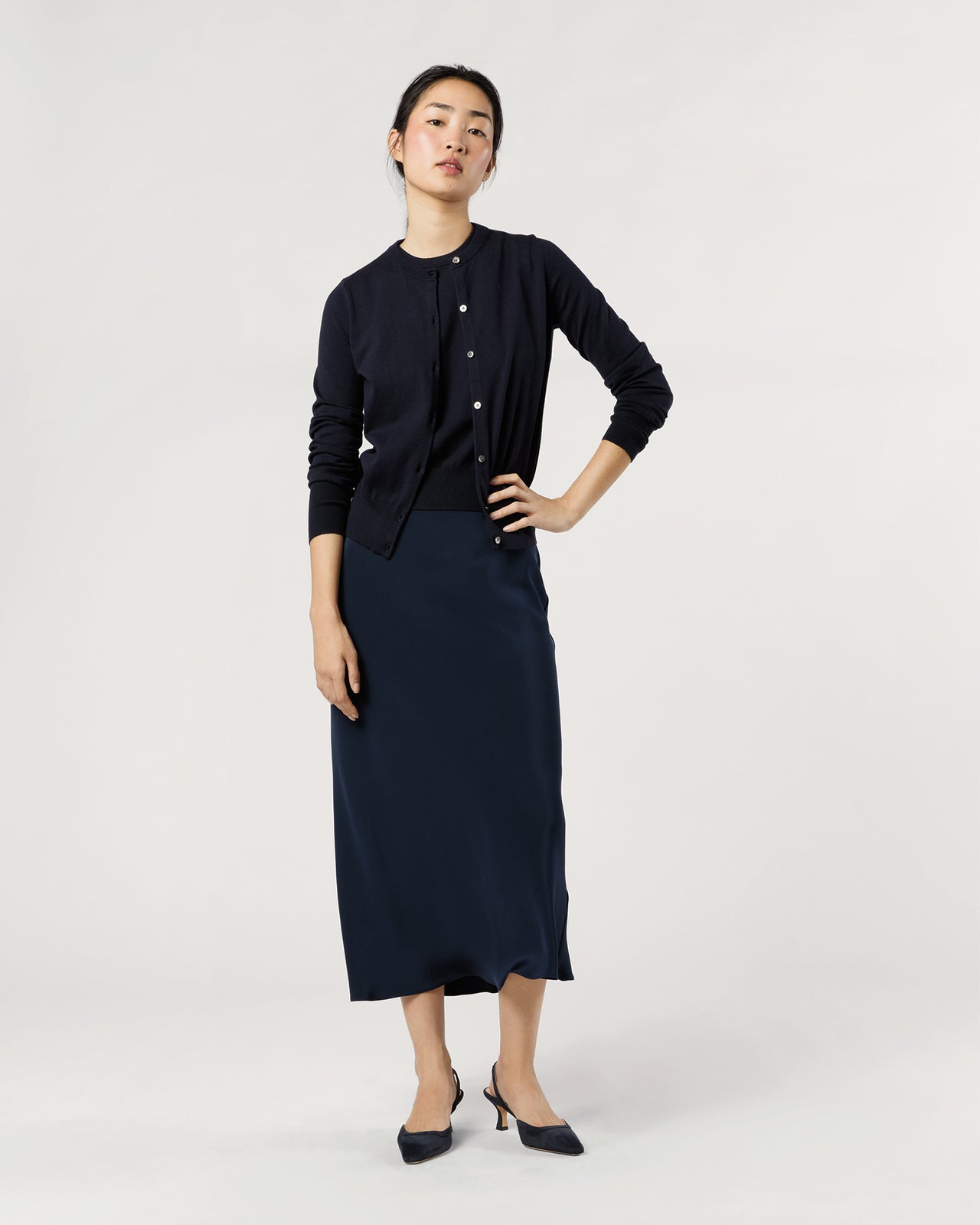 Rosie Cardigan in Deep Navy Cotton/Silk