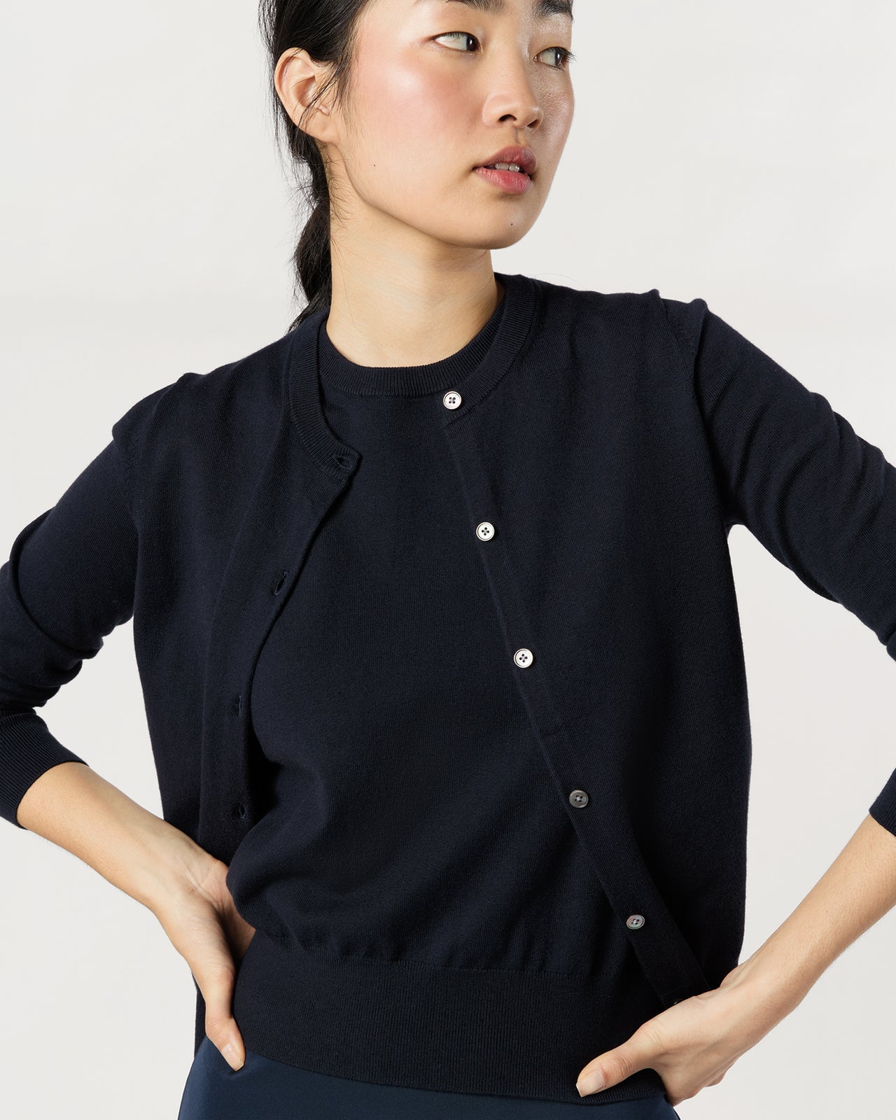Rosie Cardigan in Deep Navy Cotton/Silk
