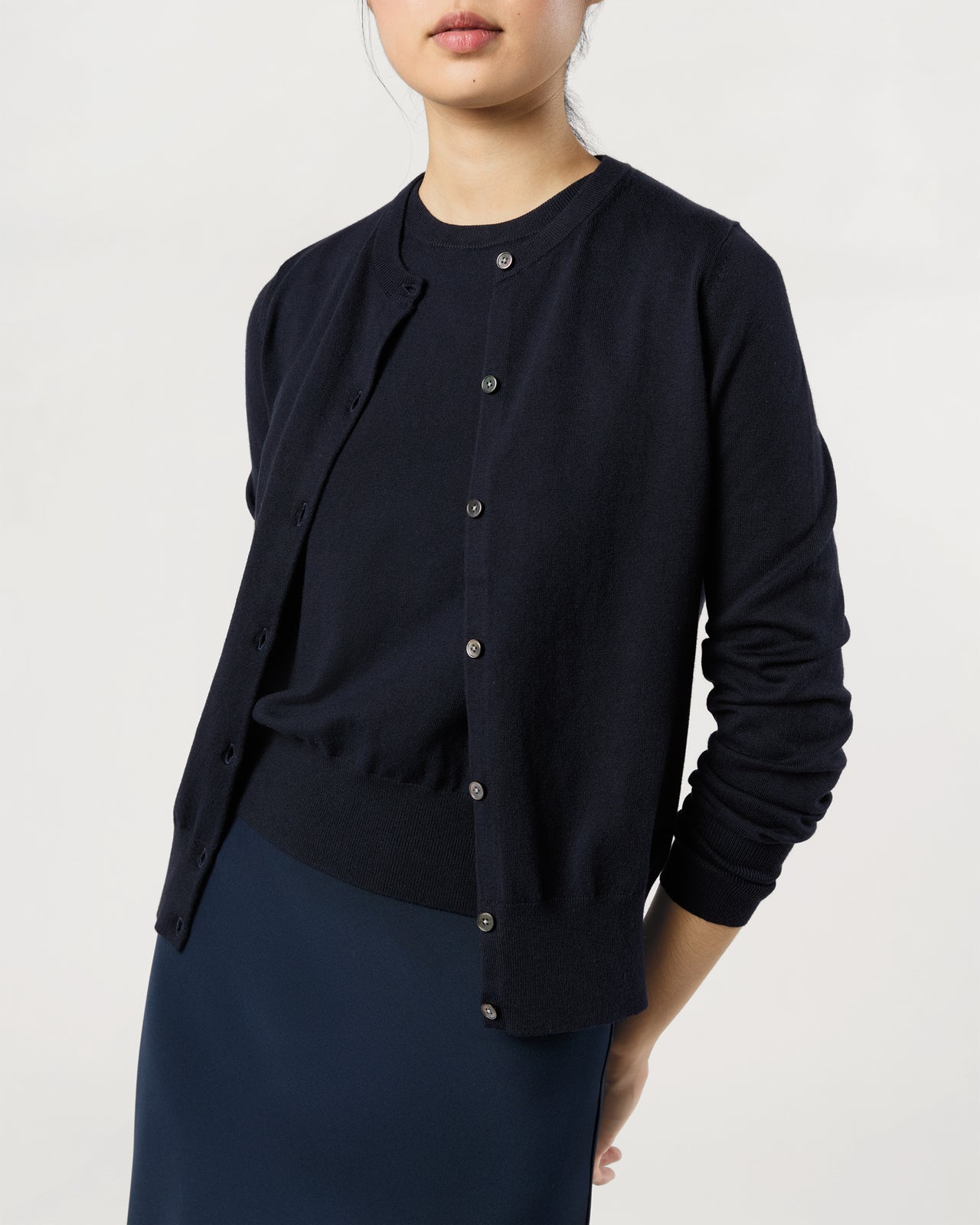 Rosie Cardigan in Deep Navy Cotton/Silk