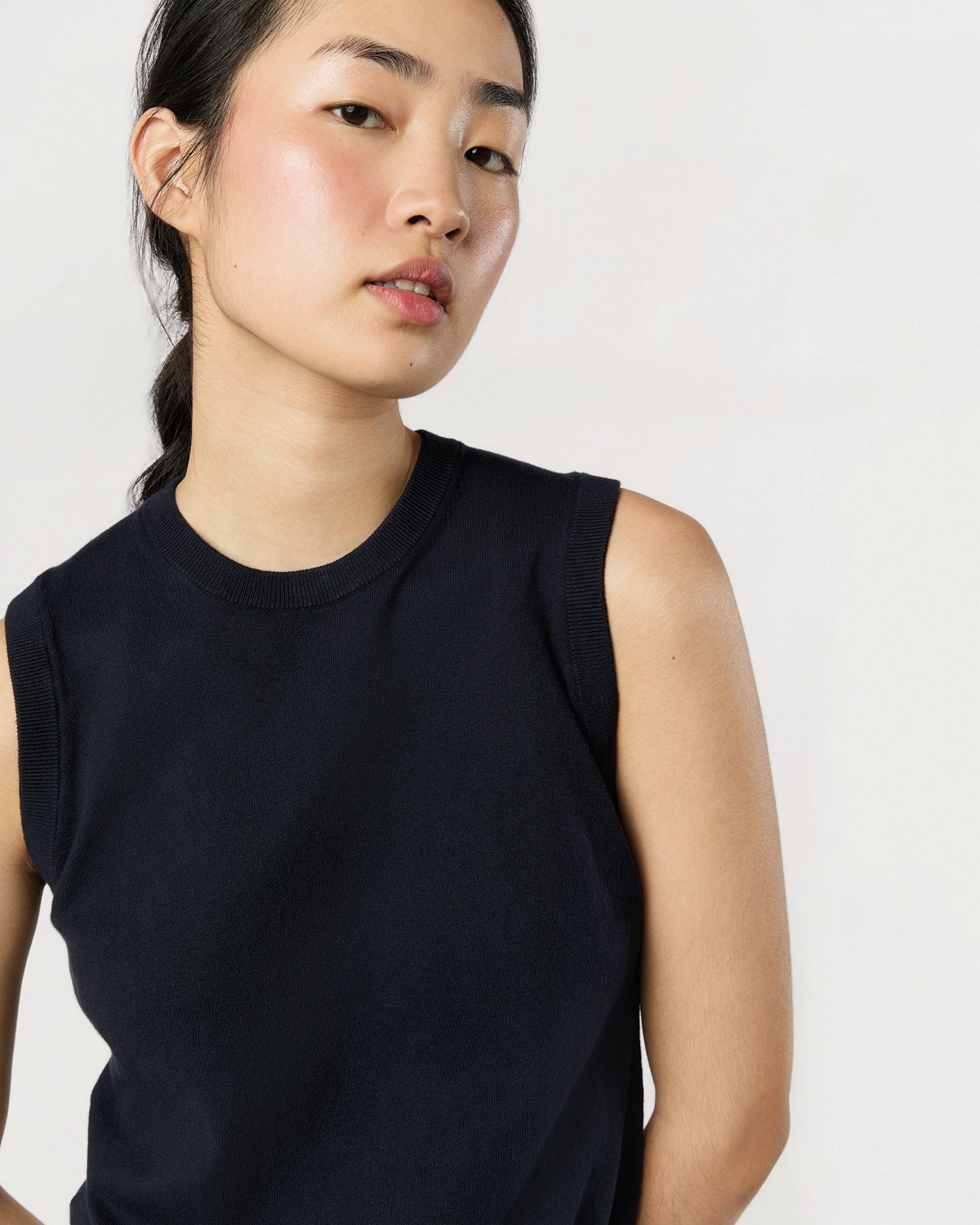 Rosie Shell in Deep Navy Cotton/Silk
