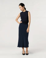 Load image into Gallery viewer, Rosie Shell in Deep Navy Cotton/Silk
