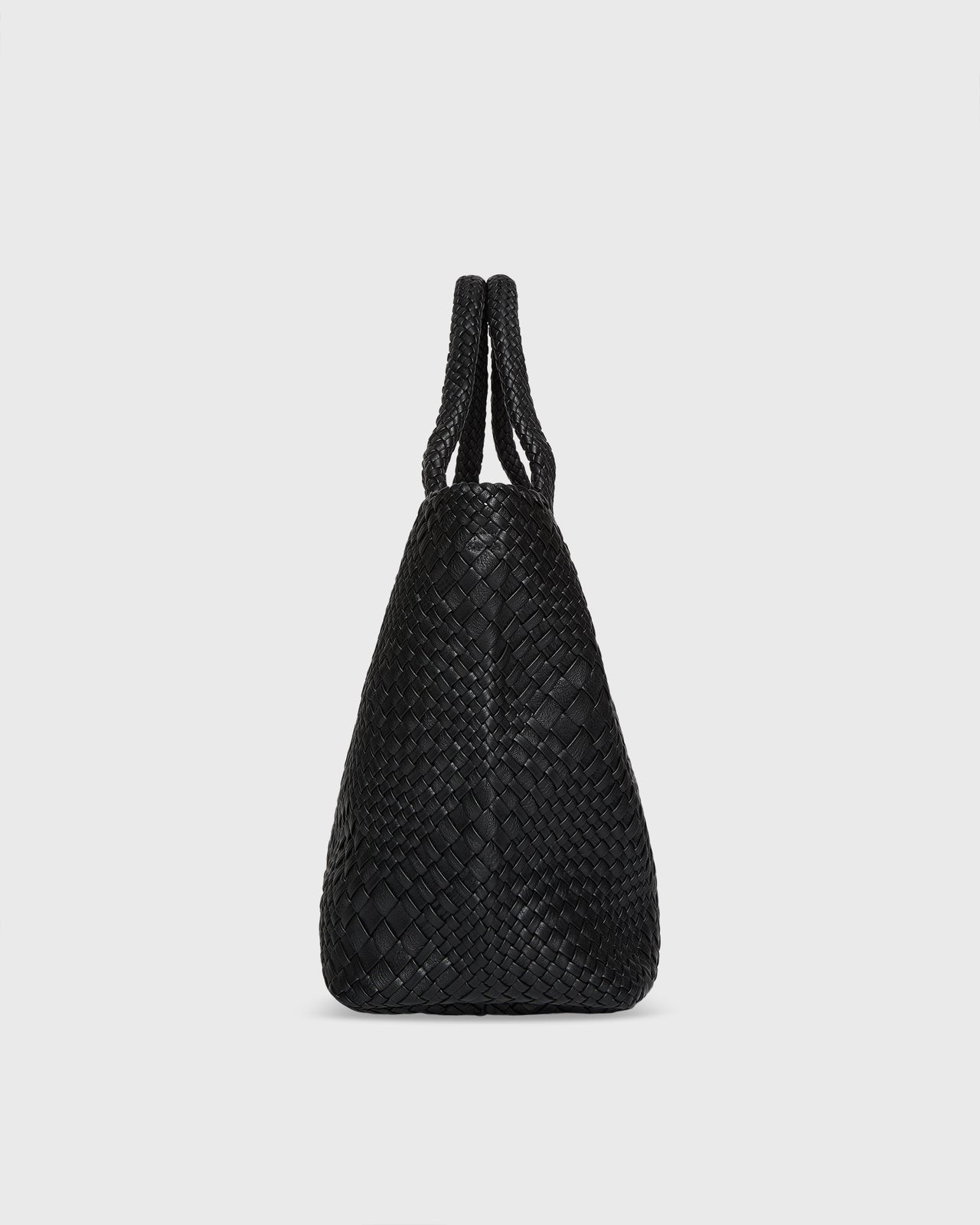 Mallie Handwoven Tote in Black Leather